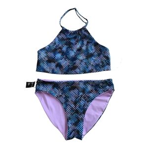 Zella Blue Purple Kids' Just Breathe Reversible Two-Piece Swimsuit 14